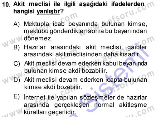 Günümüz Fıkıh Problemleri Dersi 2013 - 2014 Yılı (Final) Dönem Sonu Sınav Soruları 10. Soru