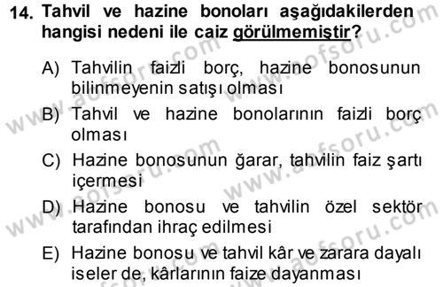 Günümüz Fıkıh Problemleri Dersi 2013 - 2014 Yılı (Final) Dönem Sonu Sınav Soruları 14. Soru