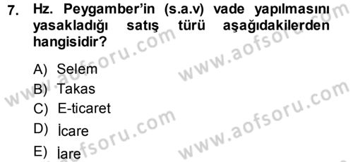 Günümüz Fıkıh Problemleri Dersi 2013 - 2014 Yılı (Final) Dönem Sonu Sınav Soruları 7. Soru