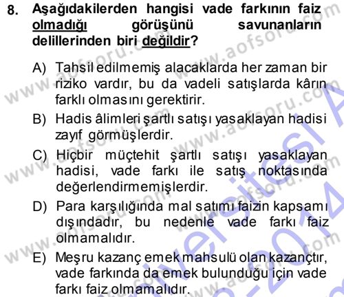 Günümüz Fıkıh Problemleri Dersi 2013 - 2014 Yılı (Final) Dönem Sonu Sınav Soruları 8. Soru