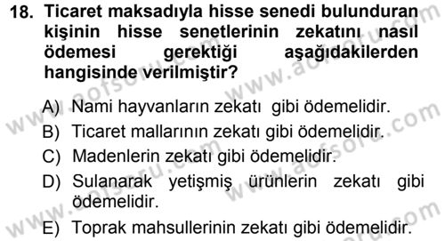 Günümüz Fıkıh Problemleri Dersi 2013 - 2014 Yılı Tek Ders Sınav Soruları 18. Soru
