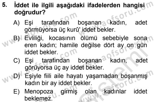 Günümüz Fıkıh Problemleri Dersi 2013 - 2014 Yılı Tek Ders Sınav Soruları 5. Soru