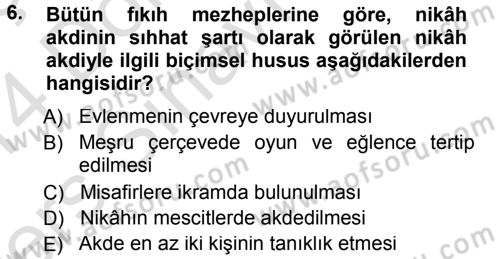 Günümüz Fıkıh Problemleri Dersi 2013 - 2014 Yılı Tek Ders Sınav Soruları 6. Soru