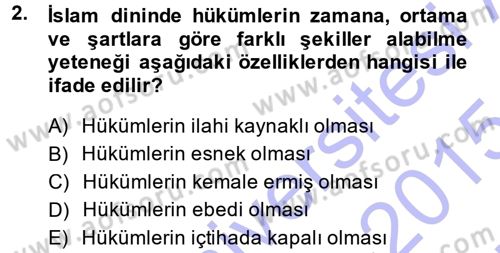 Günümüz Fıkıh Problemleri Dersi 2014 - 2015 Yılı (Vize) Ara Sınav Soruları 2. Soru