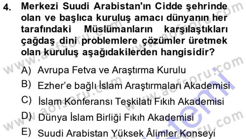 Günümüz Fıkıh Problemleri Dersi 2014 - 2015 Yılı (Vize) Ara Sınav Soruları 4. Soru