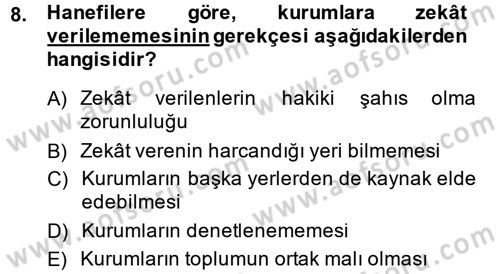 Günümüz Fıkıh Problemleri Dersi 2014 - 2015 Yılı (Vize) Ara Sınav Soruları 8. Soru