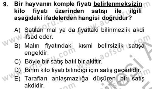 Günümüz Fıkıh Problemleri Dersi 2014 - 2015 Yılı (Final) Dönem Sonu Sınav Soruları 9. Soru