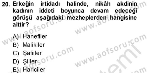 Günümüz Fıkıh Problemleri Dersi 2014 - 2015 Yılı Tek Ders Sınav Soruları 20. Soru