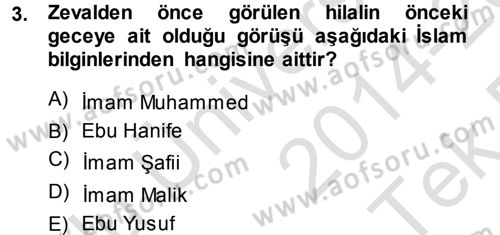 Günümüz Fıkıh Problemleri Dersi 2014 - 2015 Yılı Tek Ders Sınav Soruları 3. Soru
