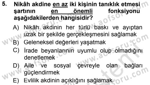 Günümüz Fıkıh Problemleri Dersi 2014 - 2015 Yılı Tek Ders Sınav Soruları 5. Soru