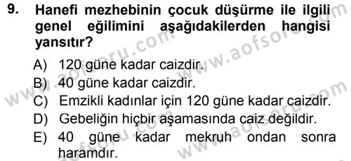 Günümüz Fıkıh Problemleri Dersi 2014 - 2015 Yılı Tek Ders Sınav Soruları 9. Soru