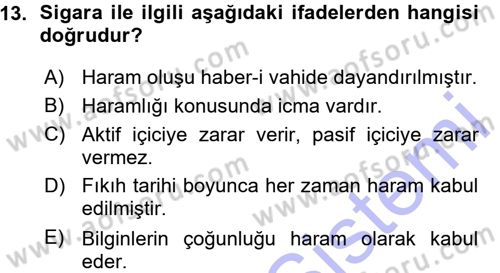 Günümüz Fıkıh Problemleri Dersi 2015 - 2016 Yılı (Vize) Ara Sınav Soruları 13. Soru
