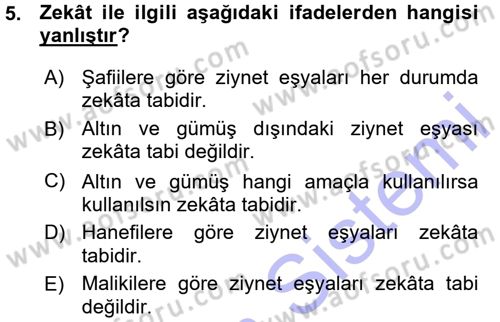 Günümüz Fıkıh Problemleri Dersi 2015 - 2016 Yılı (Vize) Ara Sınav Soruları 5. Soru