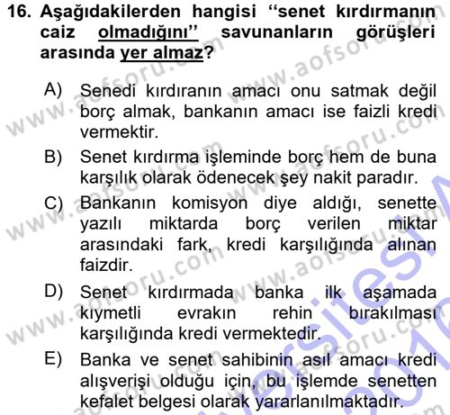 Günümüz Fıkıh Problemleri Dersi 2015 - 2016 Yılı (Final) Dönem Sonu Sınav Soruları 16. Soru