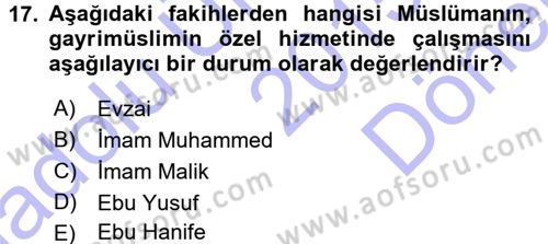 Günümüz Fıkıh Problemleri Dersi 2015 - 2016 Yılı (Final) Dönem Sonu Sınav Soruları 17. Soru