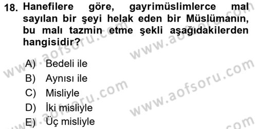 Günümüz Fıkıh Problemleri Dersi 2015 - 2016 Yılı (Final) Dönem Sonu Sınav Soruları 18. Soru