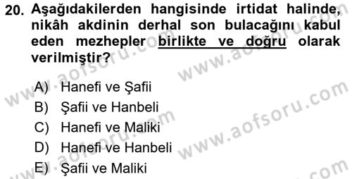 Günümüz Fıkıh Problemleri Dersi 2015 - 2016 Yılı (Final) Dönem Sonu Sınav Soruları 20. Soru