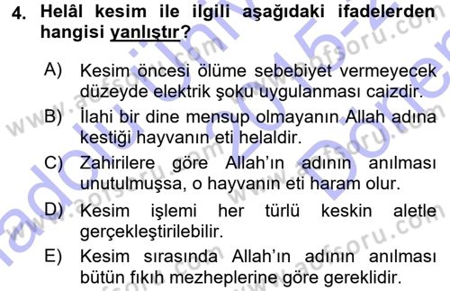Günümüz Fıkıh Problemleri Dersi 2015 - 2016 Yılı (Final) Dönem Sonu Sınav Soruları 4. Soru