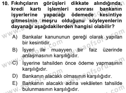 Günümüz Fıkıh Problemleri Dersi 2015 - 2016 Yılı Tek Ders Sınav Soruları 10. Soru