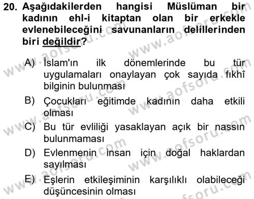 Günümüz Fıkıh Problemleri Dersi 2015 - 2016 Yılı Tek Ders Sınav Soruları 20. Soru