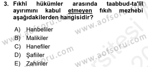 Günümüz Fıkıh Problemleri Dersi 2015 - 2016 Yılı Tek Ders Sınav Soruları 3. Soru