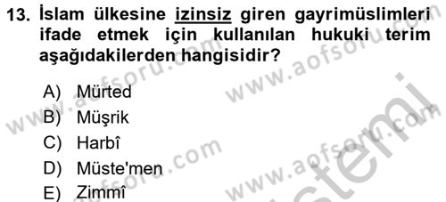 Günümüz Fıkıh Problemleri Dersi 2016 - 2017 Yılı 3 Ders Sınav Soruları 13. Soru