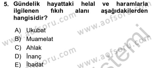 Günümüz Fıkıh Problemleri Dersi 2016 - 2017 Yılı 3 Ders Sınav Soruları 5. Soru