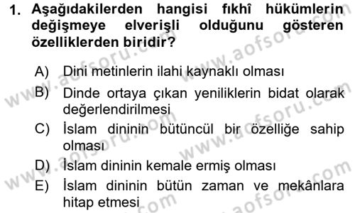 Günümüz Fıkıh Problemleri Dersi 2016 - 2017 Yılı (Vize) Ara Sınav Soruları 1. Soru