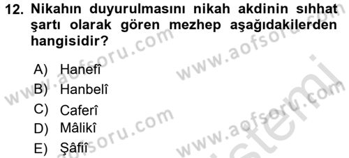 Günümüz Fıkıh Problemleri Dersi 2016 - 2017 Yılı (Vize) Ara Sınav Soruları 12. Soru