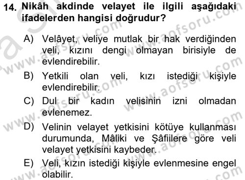 Günümüz Fıkıh Problemleri Dersi 2016 - 2017 Yılı (Vize) Ara Sınav Soruları 14. Soru