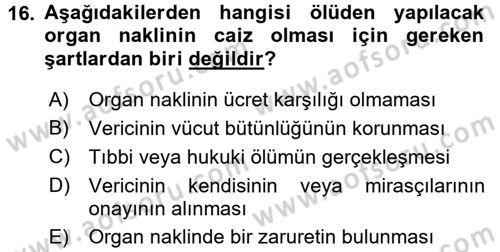 Günümüz Fıkıh Problemleri Dersi 2016 - 2017 Yılı (Vize) Ara Sınav Soruları 16. Soru