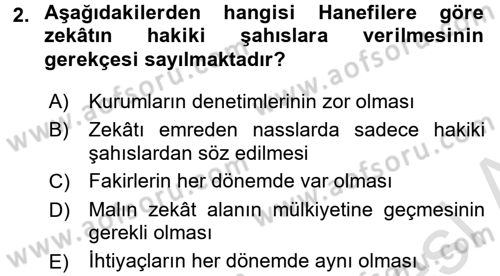 Günümüz Fıkıh Problemleri Dersi 2016 - 2017 Yılı (Vize) Ara Sınav Soruları 2. Soru