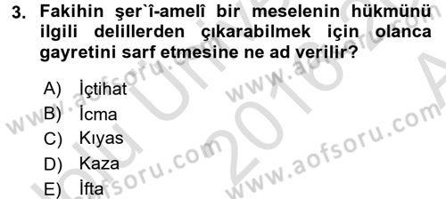 Günümüz Fıkıh Problemleri Dersi 2016 - 2017 Yılı (Vize) Ara Sınav Soruları 3. Soru