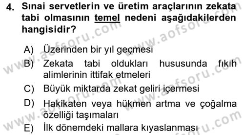 Günümüz Fıkıh Problemleri Dersi 2016 - 2017 Yılı (Vize) Ara Sınav Soruları 4. Soru