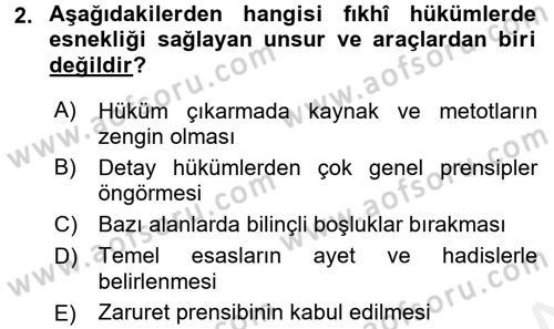 Günümüz Fıkıh Problemleri Dersi 2016 - 2017 Yılı (Final) Dönem Sonu Sınav Soruları 2. Soru