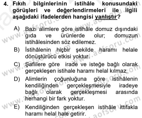 Günümüz Fıkıh Problemleri Dersi 2016 - 2017 Yılı (Final) Dönem Sonu Sınav Soruları 4. Soru