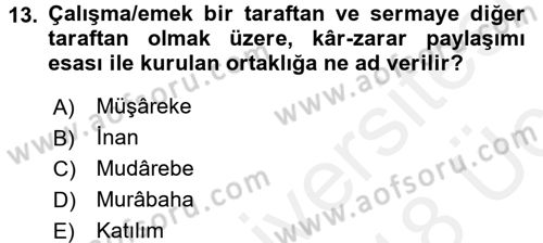 Günümüz Fıkıh Problemleri Dersi 2017 - 2018 Yılı 3 Ders Sınav Soruları 13. Soru