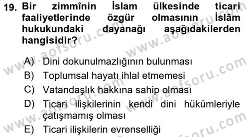 Günümüz Fıkıh Problemleri Dersi 2017 - 2018 Yılı 3 Ders Sınav Soruları 19. Soru