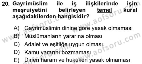 Günümüz Fıkıh Problemleri Dersi 2017 - 2018 Yılı 3 Ders Sınav Soruları 20. Soru