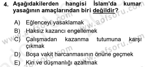 Günümüz Fıkıh Problemleri Dersi 2017 - 2018 Yılı 3 Ders Sınav Soruları 4. Soru