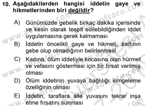 Günümüz Fıkıh Problemleri Dersi Ara Sınavı Deneme Sınav Soruları 10. Soru