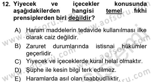 Günümüz Fıkıh Problemleri Dersi Ara Sınavı Deneme Sınav Soruları 12. Soru