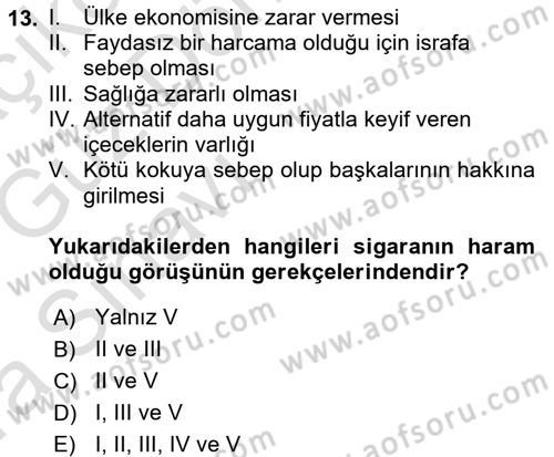Günümüz Fıkıh Problemleri Dersi 2017 - 2018 Yılı (Vize) Ara Sınav Soruları 13. Soru