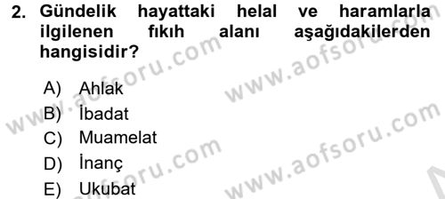 Günümüz Fıkıh Problemleri Dersi Ara Sınavı Deneme Sınav Soruları 2. Soru