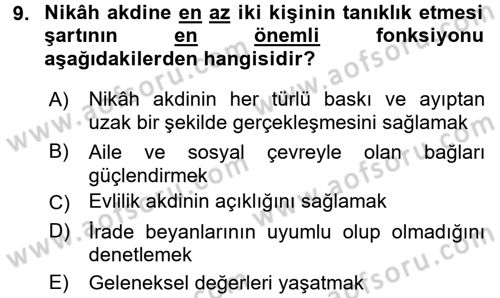 Günümüz Fıkıh Problemleri Dersi Ara Sınavı Deneme Sınav Soruları 9. Soru