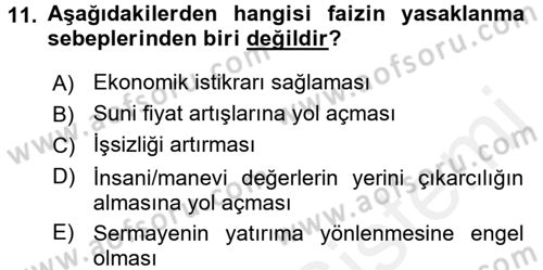 Günümüz Fıkıh Problemleri Dersi 2017 - 2018 Yılı (Final) Dönem Sonu Sınav Soruları 11. Soru