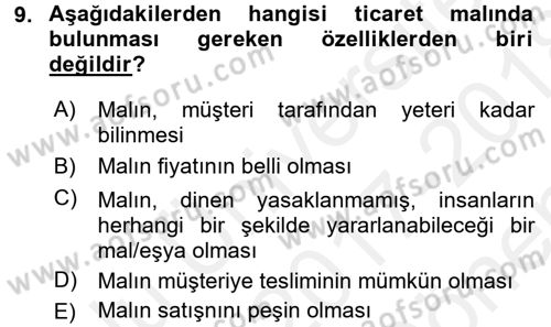 Günümüz Fıkıh Problemleri Dersi 2017 - 2018 Yılı (Final) Dönem Sonu Sınav Soruları 9. Soru
