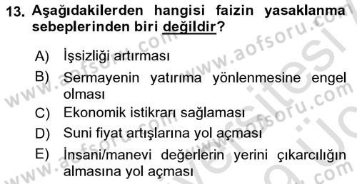 Günümüz Fıkıh Problemleri Dersi 2018 - 2019 Yılı 3 Ders Sınav Soruları 13. Soru