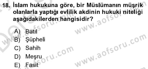 Günümüz Fıkıh Problemleri Dersi 2018 - 2019 Yılı 3 Ders Sınav Soruları 18. Soru