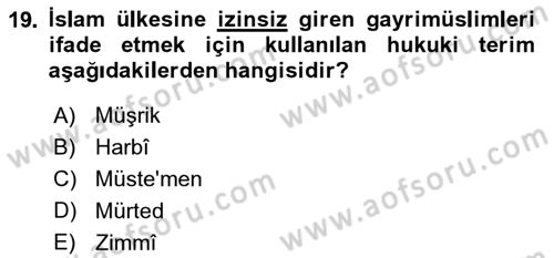 Günümüz Fıkıh Problemleri Dersi 2018 - 2019 Yılı 3 Ders Sınav Soruları 19. Soru